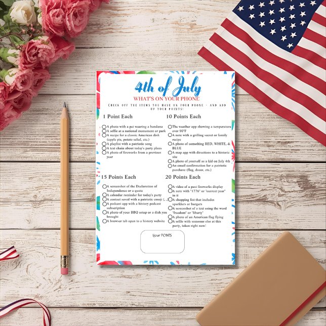 Invitation What’s in Your Phone? 4th of July Game card (What’s in Your Phone? 4th of July Game card)
