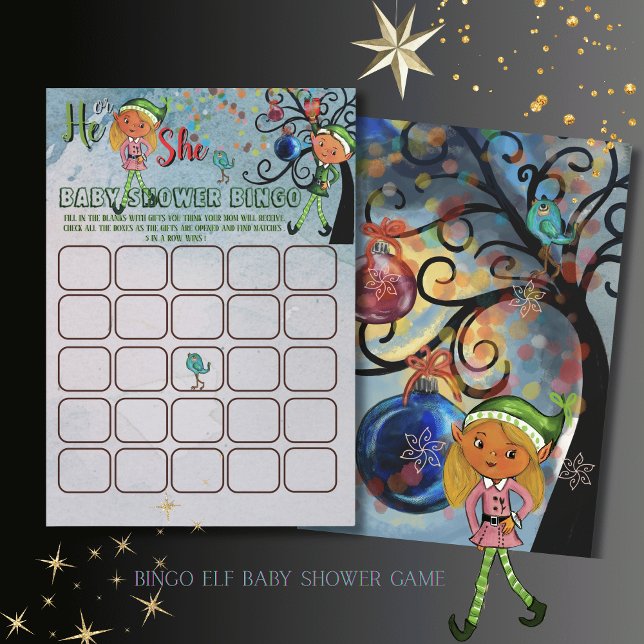 Invitation What the Elf winter Baby Shower Bingo Game Card (What the Elf winter Baby Shower Bingo Game Card)
