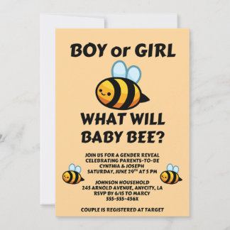 Invitation What Will Baby Bee Gender Reveal 