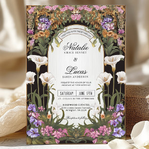 Invitation Whimiscal violet rose Calla Lily Mariage floral