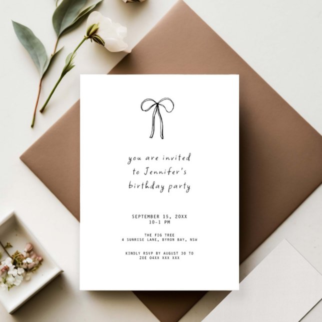 Invitation Whimsbbon Bow fête d'anniversaire (Créateur téléchargé)