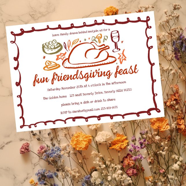 Invitation Whimsgiving Friendsgiving Dîner sur mesure (Whimsical Thanksgiving Friendsgiving Dinner Custom Invitation
)