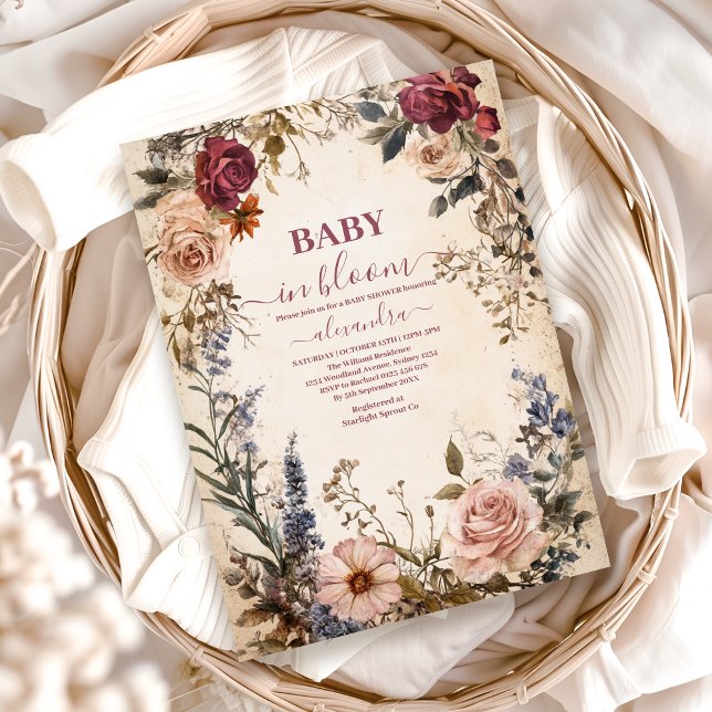 Invitation Whimsical Baby in Bloom Fleur sauvage (Créateur téléchargé)