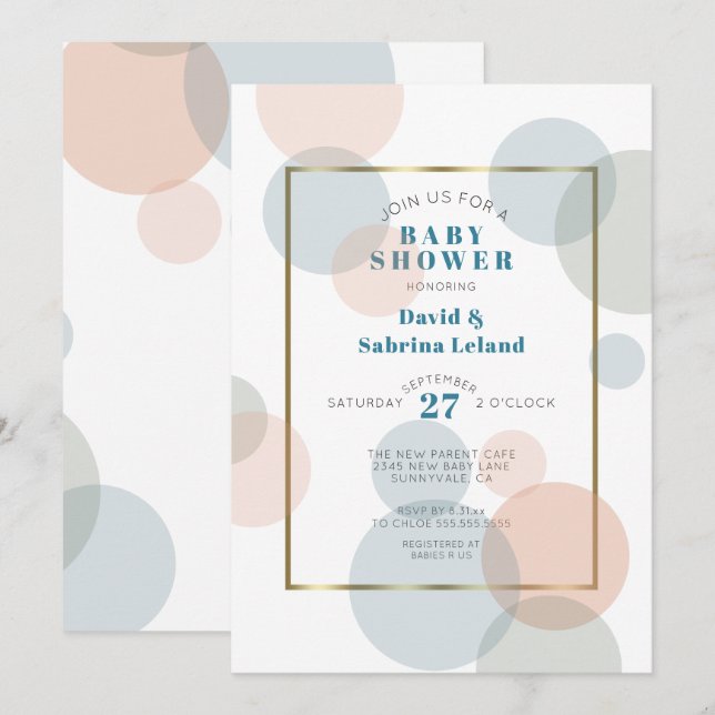 Invitation Whimsical Big Confetti Baby shower neutre genre (Devant / Derrière)