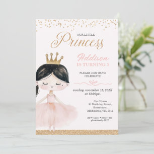 Invitation Whimsical Black Ballerina Little Princess Annivers