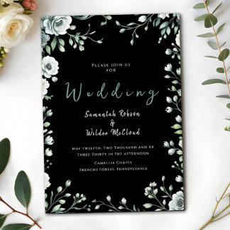 Invitation Whimsical Black Green et Mariage d'or