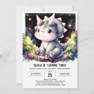 Invitation Whimsical Boho Dino Bash Anniversaire