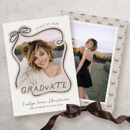 Invitation Whimsical Bow Hand Drawn Frame 2026 Graduation