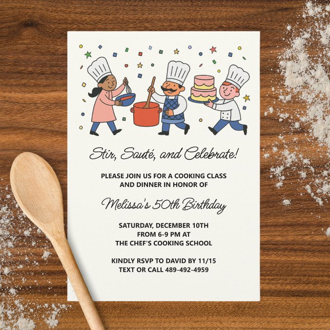 Invitation Whimsical Chef Cooking Class Birthday Party (Créateur téléchargé)