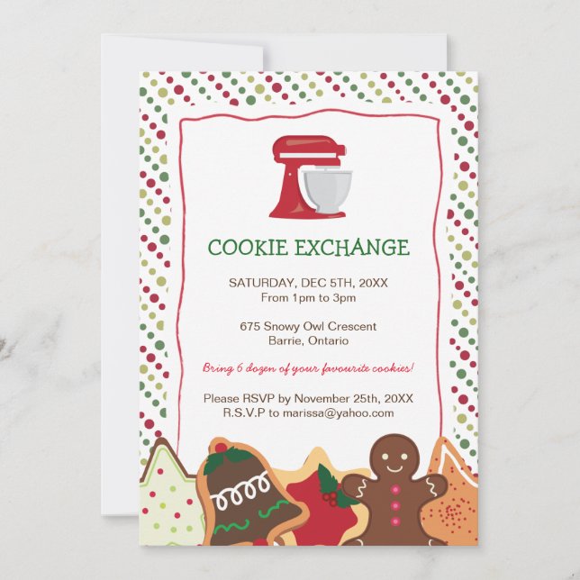 Invitation Whimsical Christmas Cookie Exchange (Devant)