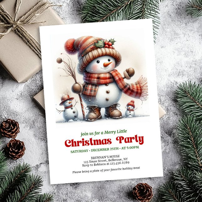 Invitation Whimsical Christmas snowman invite kids fun DL (Whimsical Christmas snowman invite kids fun editable

)