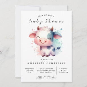 Invitation Whimsical Classic Baby shower de vache élégant