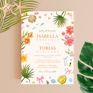 Invitation Whimsical Coloré amusant Tropical Palm Tree Mariag