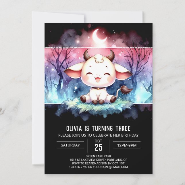 Invitation Whimsical Custom Vache Anniversaire (Devant)