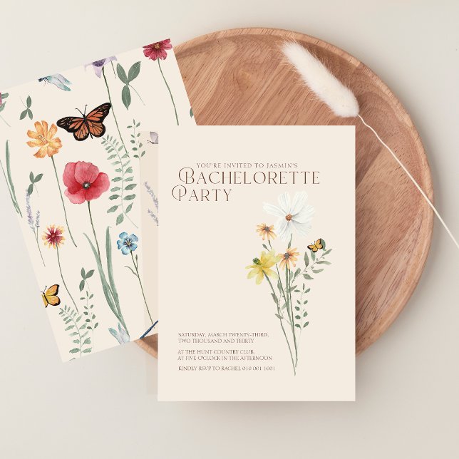 Invitation Whimsical Daisy Fleur sauvage Bachelorette Party (Whimsical Daisy Wildflower Bachelorette Party Invitation)