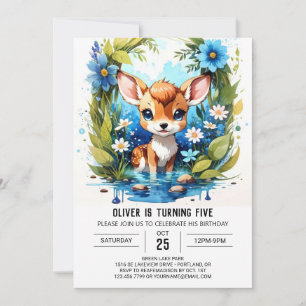 Invitation Whimsical Deer Adventure Boy Anniversaire