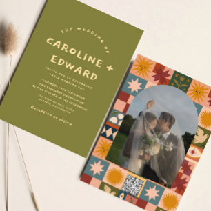 Invitation Whimsical dessiné à la main Bold coloré mariage