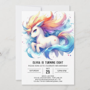 Invitation Whimsical Digital Horse Anniversaire