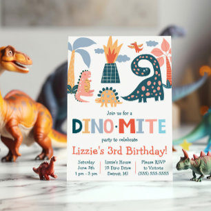 Invitation Whimsical Dino-Mite Dinosaur Theme Anniversaire