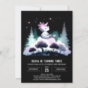 Invitation Whimsical Dino Triceratops Anniversaire