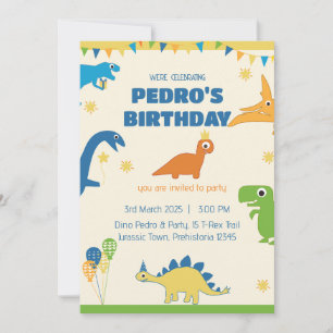 Invitation Whimsical Dinosaur fête d'anniversaire