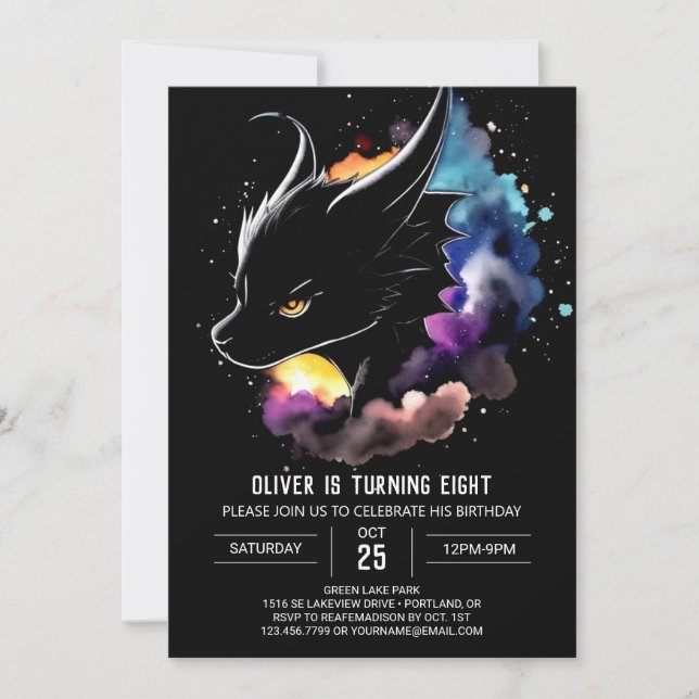Invitation Whimsical Dragon Magique Anniversaire (Devant)
