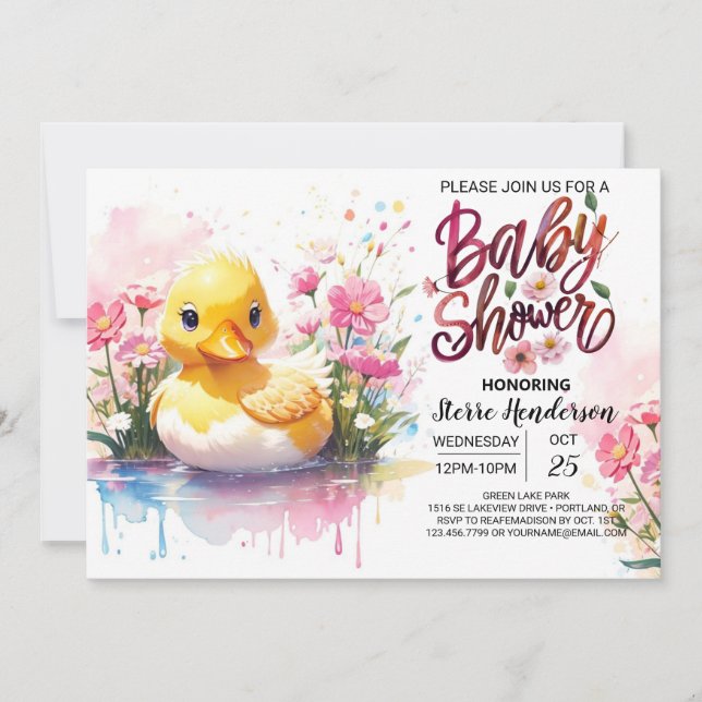 Invitation Whimsical Duckling Baby Bliss Douche (Devant)