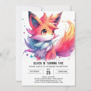 Invitation Whimsical Editable Fox Anniversaire
