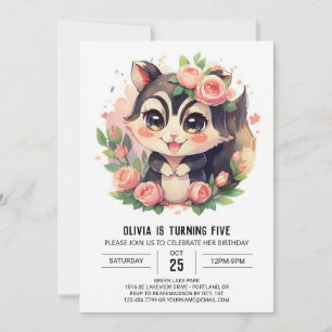 Invitation Whimsical Elegant Skunk Anniversaire
