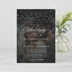 Invitation Whimsical Fairy Light Night Photo Mariage
