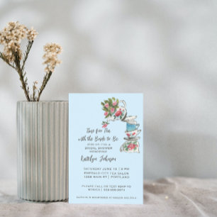 Invitation Whimsical Fête des mariées Tea Party
