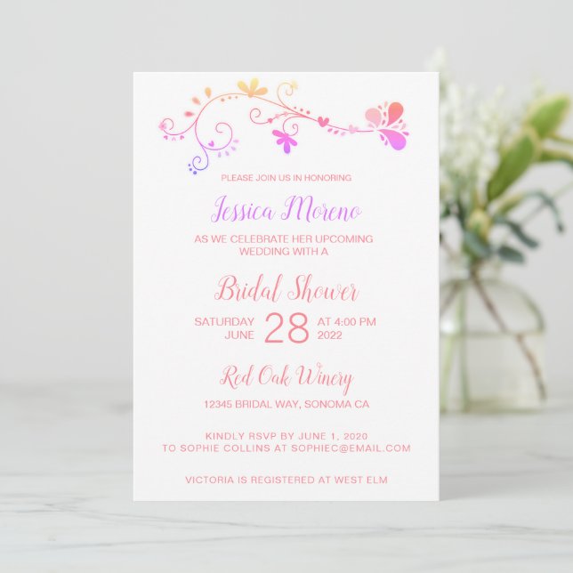 Invitation Whimsical Floral (Debout devant)