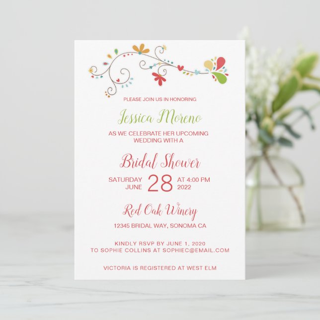 Invitation Whimsical Floral (Debout devant)
