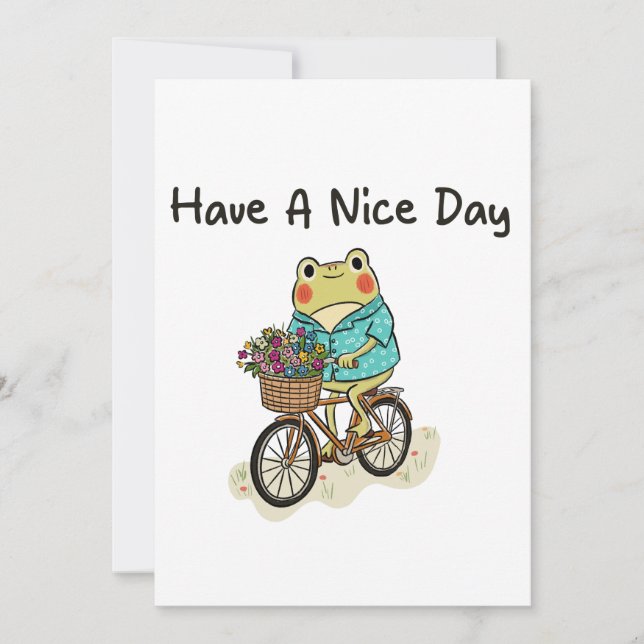 Invitation Whimsical Frog Riding A Bike Illustration (Devant)