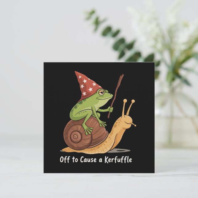 Invitation Whimsical Frog Wizard Off to Cause A Kerfuffle  (Debout devant)