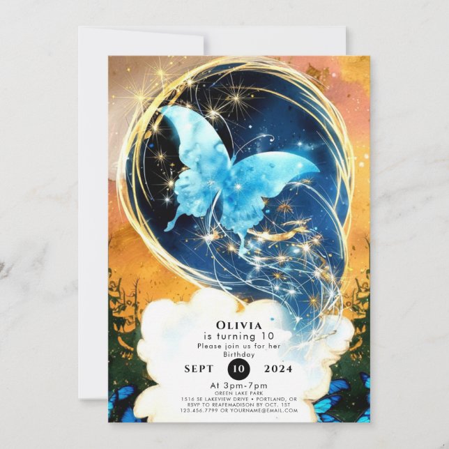 Invitation Whimsical Fun Butterfly Anniversaire (Devant)