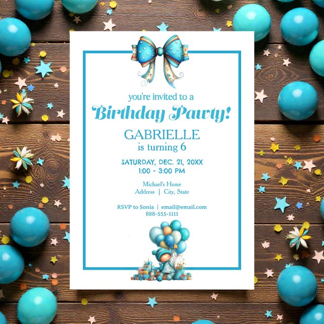 Invitation Whimsical Fun Teal Birthday  (Créateur téléchargé)