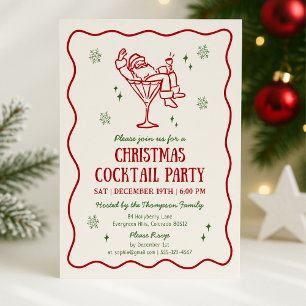 Invitation Whimsical Funny Père Noël Christmas Cocktail Party