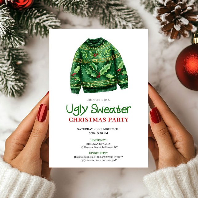 Invitation Whimsical Funny Ugly Sweater Holiday Invite (Whimsical Funny Ugly Sweater Holiday Invite)