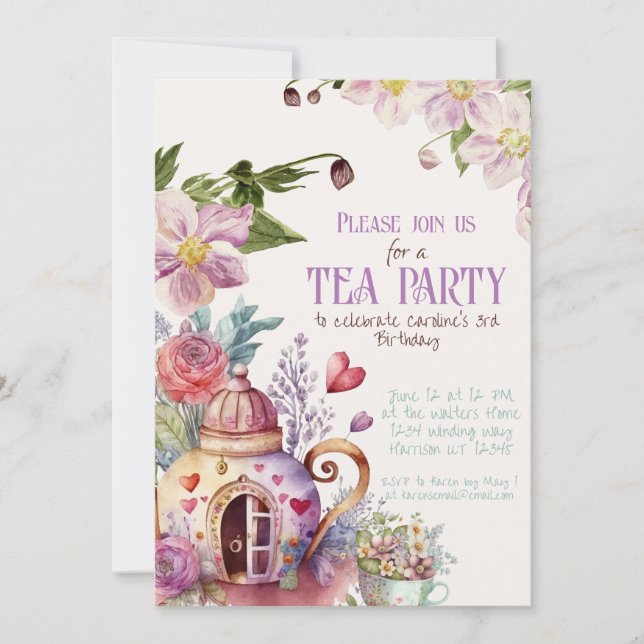 Invitation Whimsical Garden Fairytale Tea Party (Devant)
