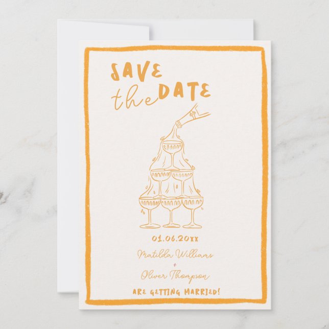 Invitation Whimsical Golden Hour Enregistrer la date Invitati (Devant)