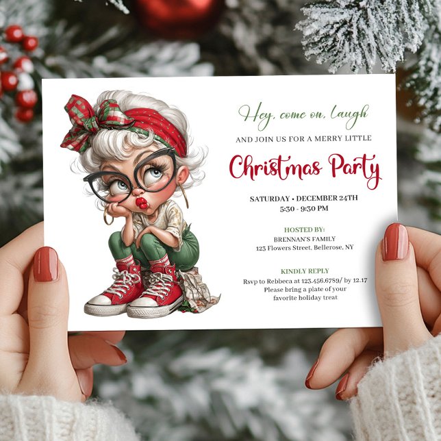 Invitation Whimsical Grandma Holiday Cartoon Event Invite (Whimsical Grandma Holiday Cartoon Event Invite)