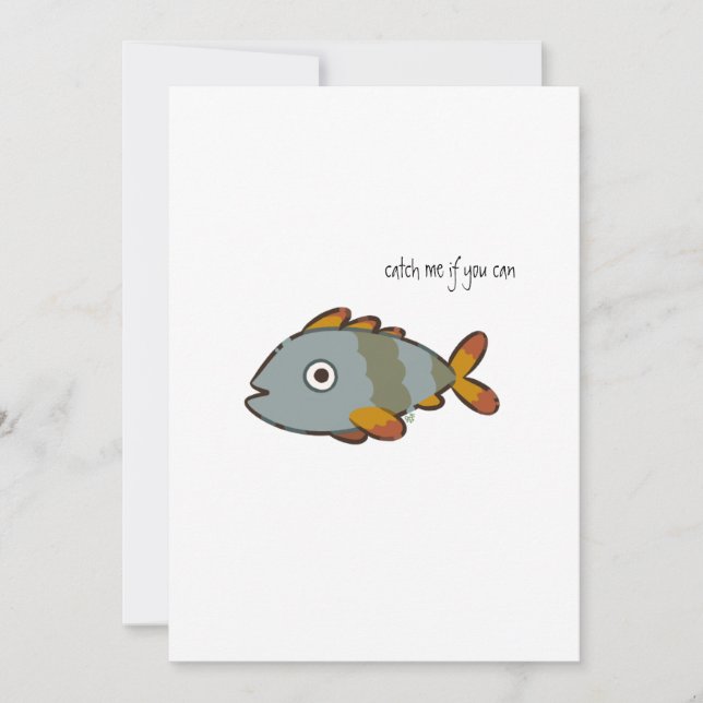 Invitation Whimsical Gray Fish (Devant)