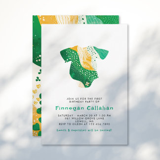 Invitation Whimsical Green Shamrocks Lucky One Premier Annive