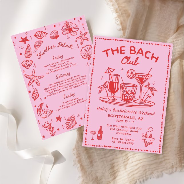 Invitation Whimsical Hand Draktail Bachelorette Week-end (Créateur téléchargé)