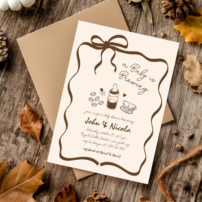 Invitation Whimsical Hand Drawn Baby is Brewing Baby Shower (Créateur téléchargé)