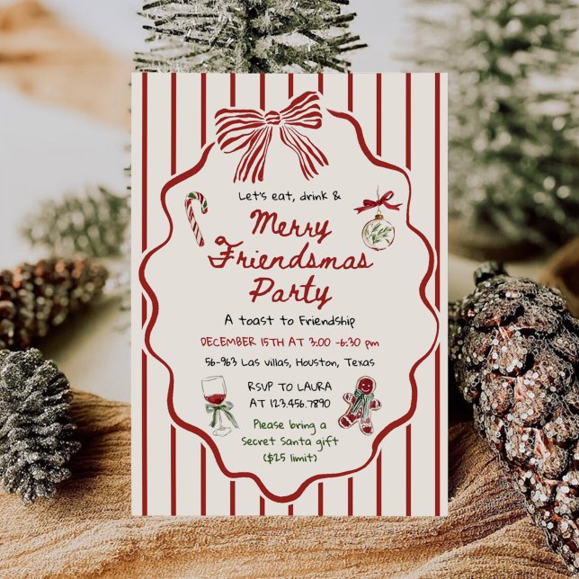 Invitation Whimsical Hand Drawn Friendsmas Christmas Party (Créateur téléchargé)