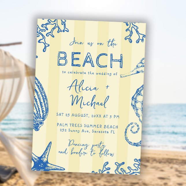 Invitation Whimsical hand drawn nautical coastal wedding  (Créateur téléchargé)