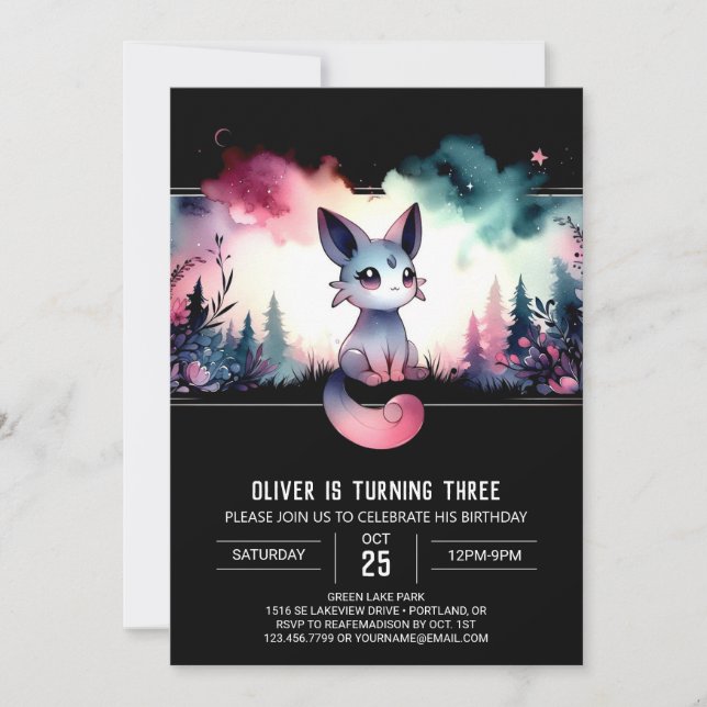 Invitation Whimsical Kids Chat Anniversaire (Devant)