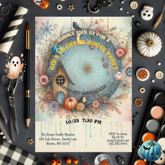 Invitation Whimsical Kids Haunted House Party Pastel Fall Fun